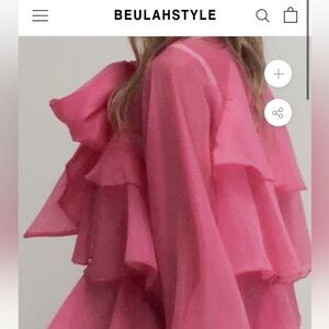 Beulah Style Bright Pink Ruffle Blouse